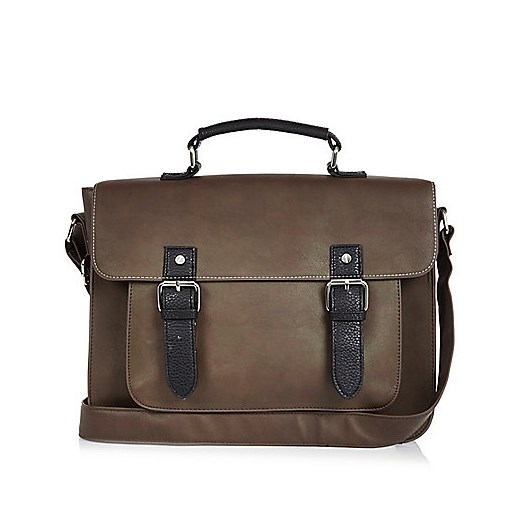 Dark brown buckle satchel bag 