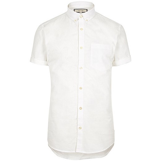 White slim fit short sleeve Oxford shirt   River Island  