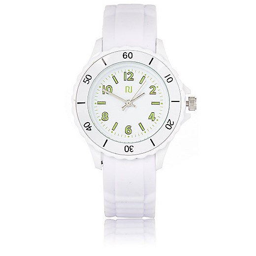 Boys white rubber sporty watch  River Island bialy  