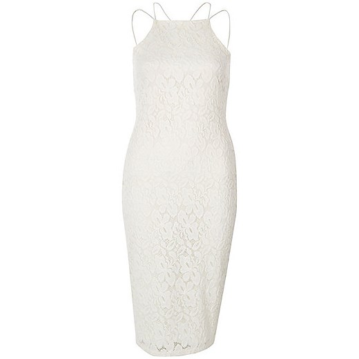 Cream lace cami bodycon dress   River Island  