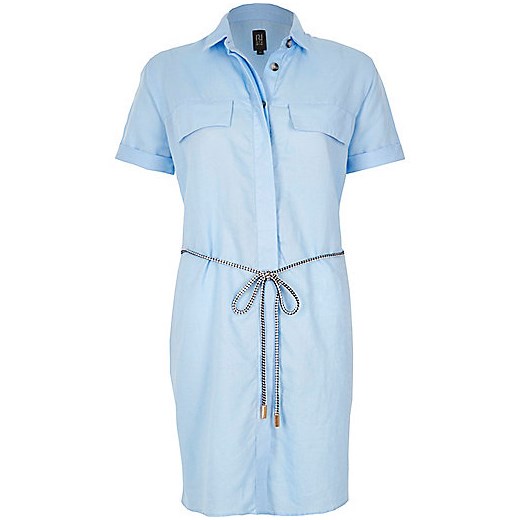 Light blue linen-rich shirt dress   River Island  