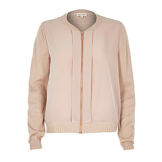Nude woven front bomber jacket 