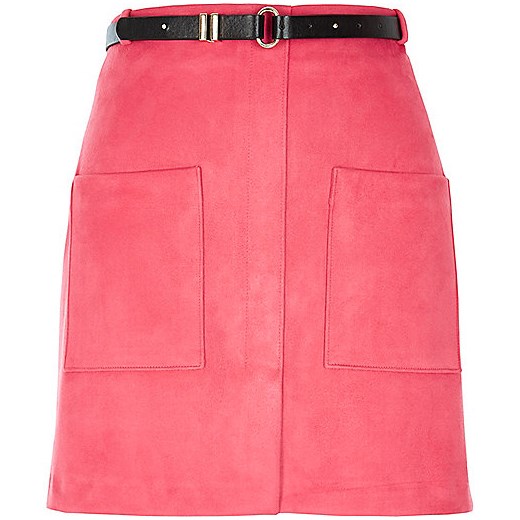 Pink belted mini skirt   River Island  