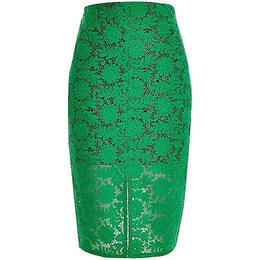 Green lace pencil skirt  River Island zielony  