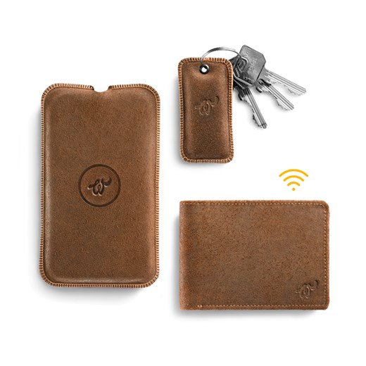Brown Woolet with matching Charging Pad and Key Finder  brazowy  Woolet