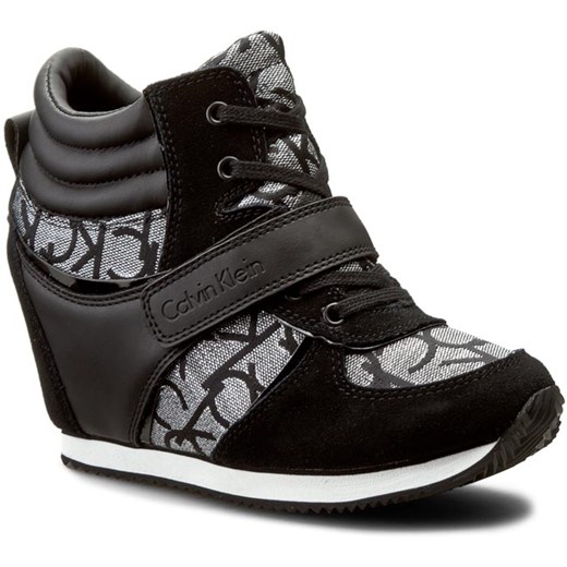 Sneakersy CALVIN KLEIN JEANS - Viridiana RE9642 Silver/Bla czarny Calvin Klein 41 eobuwie.pl