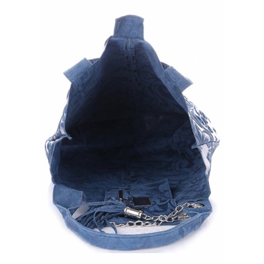 VITTORIA GOTTI Made in Italy Torebka Skórzana Shopperbag w Tłoczone Wzory Niebieska (kolory) Vittoria Gotti czarny  PaniTorbalska
