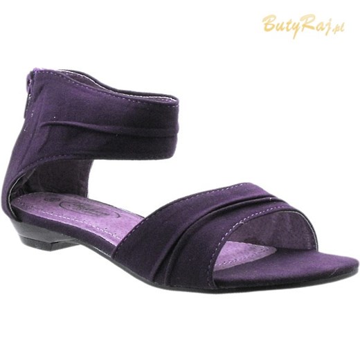 HASBY fioletowe sandały damskie z zakrytymi piętami butyraj-pl  skórzane