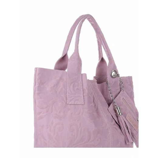VITTORIA GOTTI Made in Italy Torebka Skórzana Shopperbag w Tłoczone Wzory Pudrowy Róż (kolory) Vittoria Gotti rozowy  PaniTorbalska