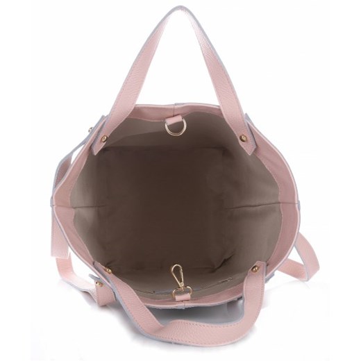 VITTORIA GOTTI Made in Italy Ekskluzywna Torba Skórzany Shopperbag XXL Jasno Szara z Różowym (kolory)