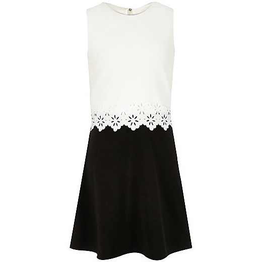 Girls white and black double layer dress   River Island  