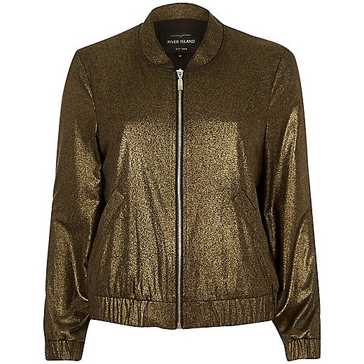 Gold bomber jacket  zielony River Island  