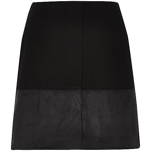 Black block panel mini skirt   River Island  