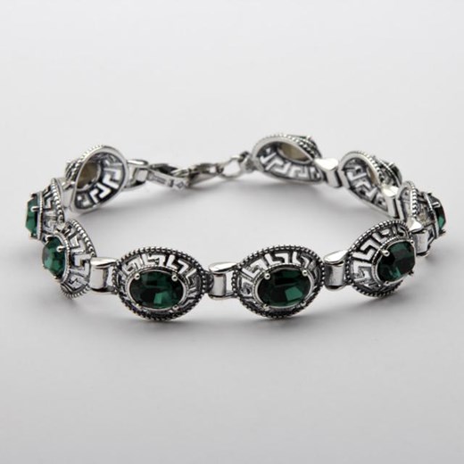 Bransoletka srebrna z kryształami Swarovskiego L 1699 Emerald Polcarat Design szary  