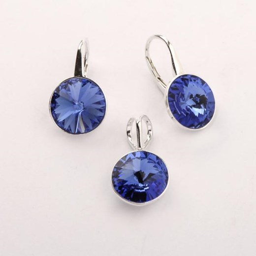 Srebrny komplet (kolczyki i wisiorek) z kryształami Swarovskiego KPL 1670 Sapphire Polcarat Design niebieski  