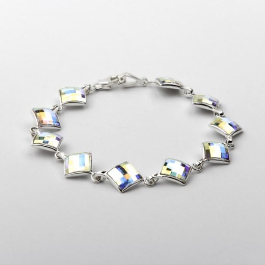 Srebrna bransoletka z kryształami Swarovskiego L 1583 Crystal AB szary Polcarat Design  