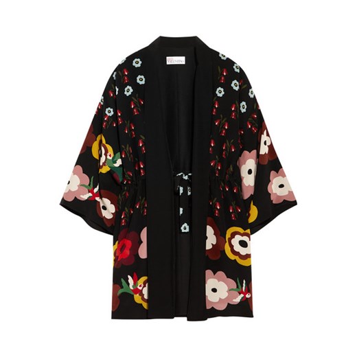 Floral-print silk crepe de chine kimono jacket Redvalentino czarny  NET-A-PORTER