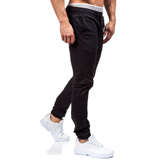 Czarne spodnie joggery męskie Denley 8765