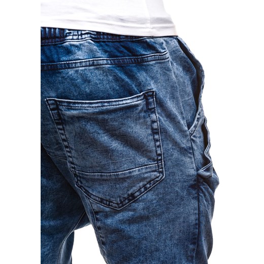 Niebieskie spodnie jeansowe joggery męskie Denley 812