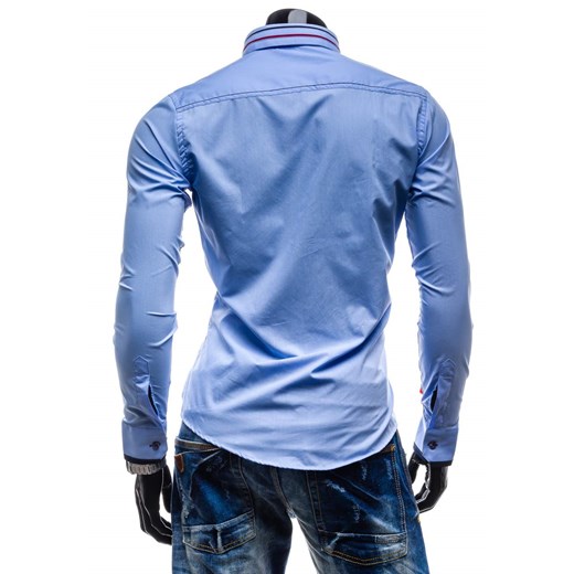 Koszula męska elegancka z długim rękawem niebieska Bolf 4707