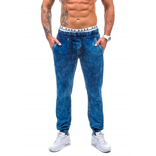 Granatowe spodnie joggery męskie Denley 139