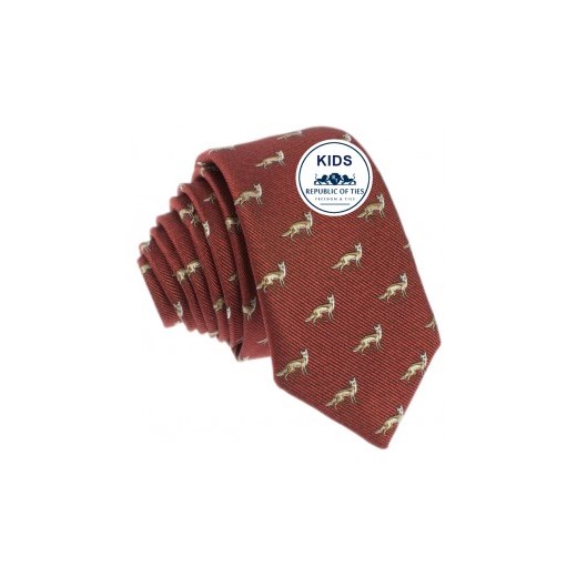 Krawat dla dzieci - lisy (brąz) Republic Of Ties czerwony  