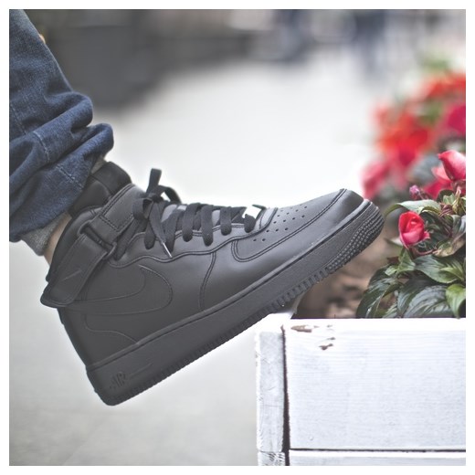 Buty Nike Air Force 1 Mid (GS) "All Black" (314195-004) Nike  4.5Y Worldbox