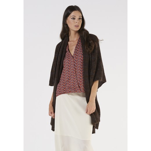 RIBBED MOHAIR CAPE brazowy Stefanel L 