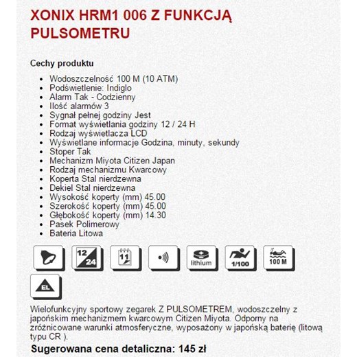 Xonix HRM1-001 - PULSOMETR (zk038b)