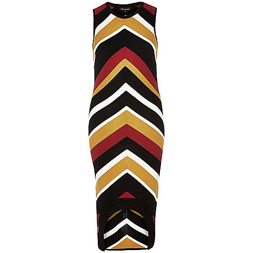 Red stripe curved hem dress   River Island  