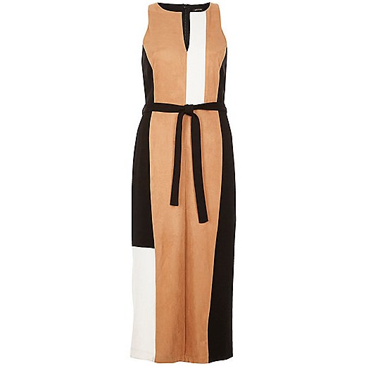 Brown block panel belted dress  River Island brazowy  