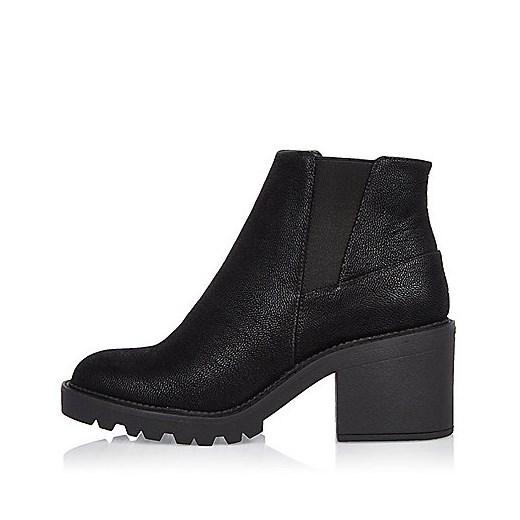 Black textured chunky ankle boots  River Island czarny  