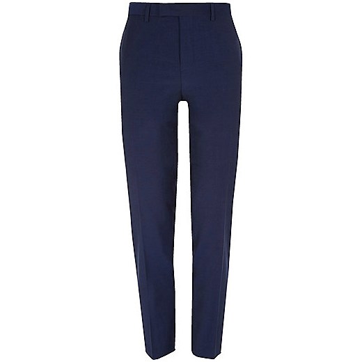 Bright blue slim fit suit trousers 
