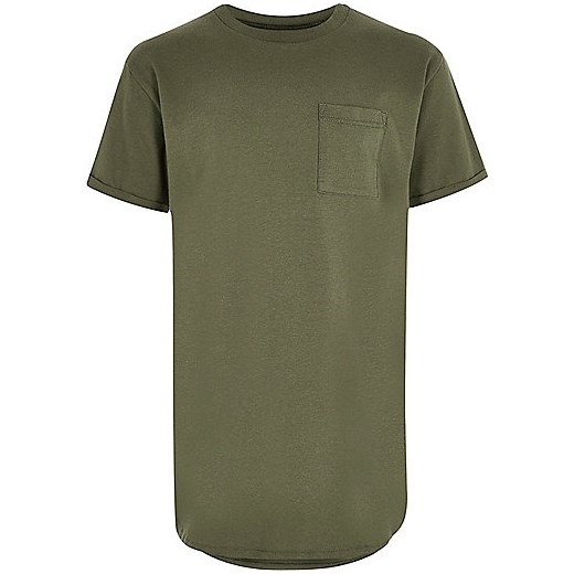 Boys khaki curved hem t-shirt   River Island  