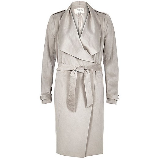 Silver grey lightweight trench coat  River Island szary  