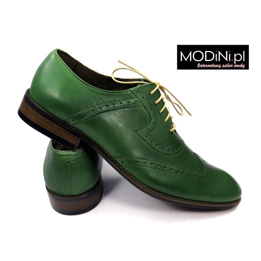 Zielone męskie obuwie wizytowe - brogsy zielony Faber - Obuwie Męskie 41 promocyjna cena Modini 