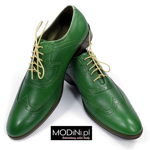 Zielone męskie obuwie wizytowe - brogsy zielony Faber - Obuwie Męskie 46 okazja Modini 