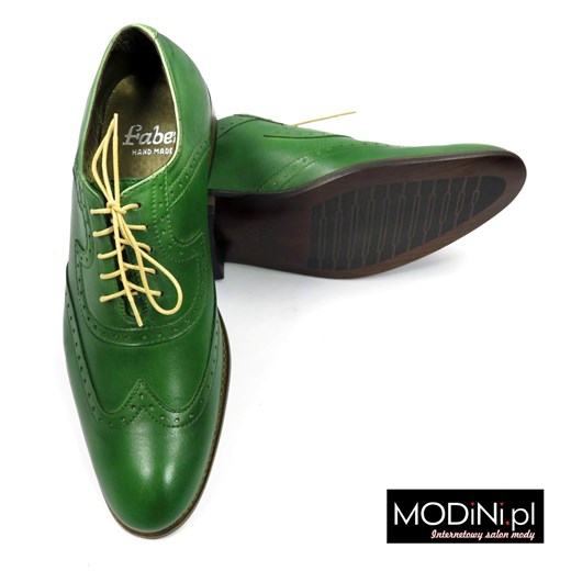 Zielone męskie obuwie wizytowe - brogsy zielony Faber - Obuwie Męskie 39 Modini okazyjna cena 