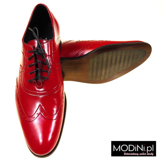 Czerwone męskie obuwie wizytowe - brogsy F4 Faber - Obuwie Męskie czerwony 39 okazja Modini 