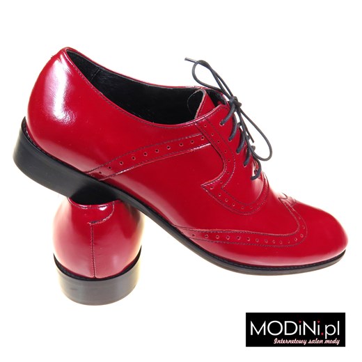 Czerwone męskie obuwie wizytowe - brogsy F4 czerwony Faber - Obuwie Męskie 45 Modini wyprzedaż 