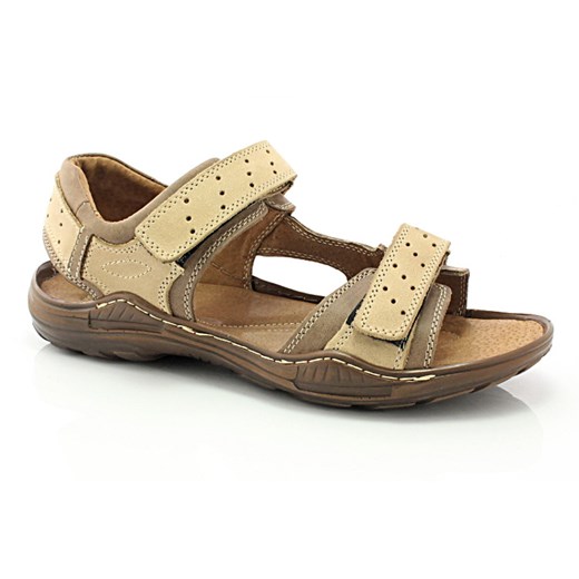 Męskie skórzane sandały - KENT 295 BRĄZOWE ze sklepu Tymoteo.pl - sklep obuwniczy w kategorii Sandały męskie - zdjęcie 26629211