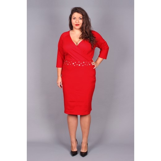 Czerowna sukienka Plus Size z dekoltem V By 20inlove ?by 20inlove pomaranczowy 44 20inlove.pl