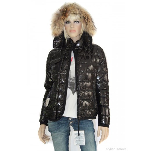 markowa odzież włoska kurtka Moncler jenot wet look M/L stylishselect ocieplane