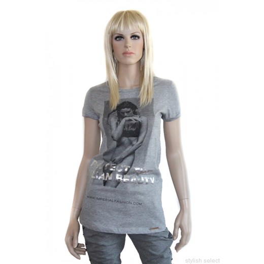 markowa odziez włoska Imperial t-shirt Monica Bellucci szary stylishselect  klasyczny