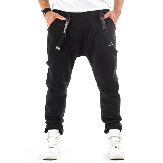 Spodnie męskie dresowe baggy czarne (ux0693) czarny  XL DSTREET