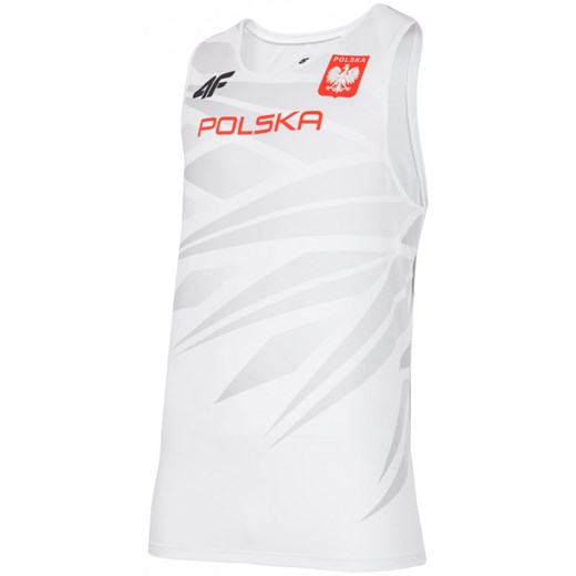[S4L16-TSM990R] Koszulka startowa męska PZLA TSM990R - biały szary 4F  