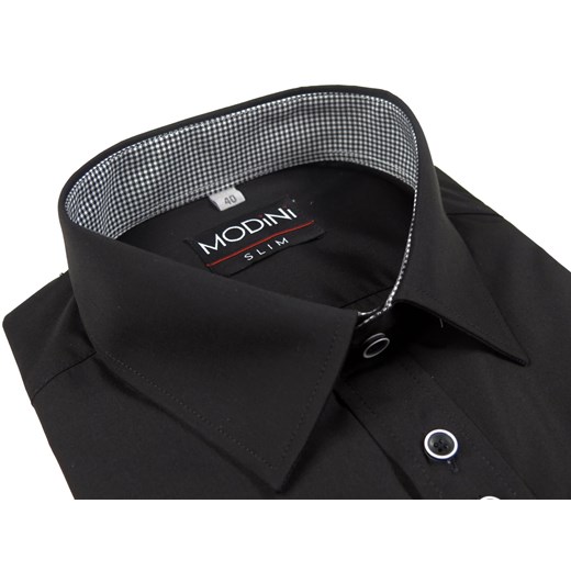 Czarna koszule męska Modini czarny Modini Moda Męska 176-182 / 44-Regular promocja Modini 