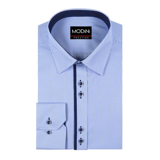 Błękitna koszula Modini w prążki A2 niebieski Modini Moda Męska 164-170 / 43-Slim wyprzedaż Modini 