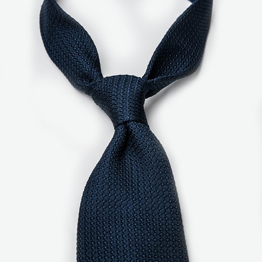 Krawat z grenadyny - niebieski czarny Miler Menswear