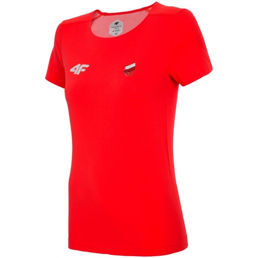 [S4L16-TSDF957BR] Replika koszulki treningowej damskiej Rio 2016 TSDF957BR - neonowa czerwień 4F czerwony  